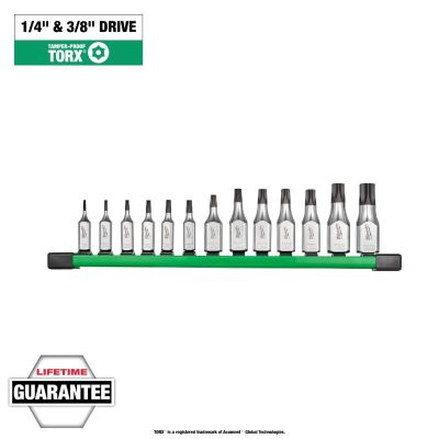 MLW48-22-9535 image(0) - Milwaukee Tool 1/4 Inch and 3/8 Inch Drive Tamper Proof TORX Bit Socket Set - 13 Piece