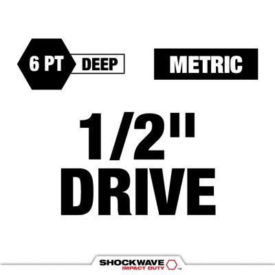 MLW49-66-7830 image(1) - Milwaukee Tool SHOCKWAVE Impact Duty 1/2 Drive Metric 3PC Lug Nut Wheel Socket Set