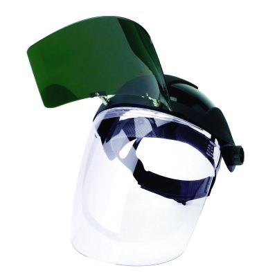 SRWS32151 image(0) - Sellstrom Face Shield - DP4 Series - 9" x 12.125" x 0.060" Window - Clear AF with Shade 5 IR Flip Visor - Ratcheting Headgear