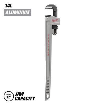 MLW48-22-7215 image(0) - Milwaukee Tool 14L Aluminum Pipe Wrench with POWERLENGTH Handle