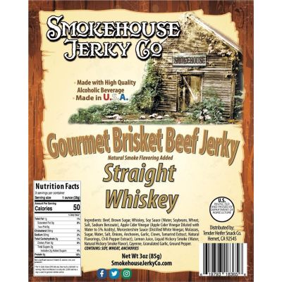 THS183656 image(0) - Tender Heifer Snack Co. Straight Whiskey Gourmet Beef Brisket Jerky - 3 Ounce