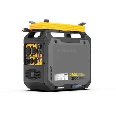 FRGW02081 image(0) - Firman Whisper Series 2500W / 2000W Gas Inverter Portable Generator with Recoil Start, CO Alert, Parallel Ready, Adapter and Cord Included