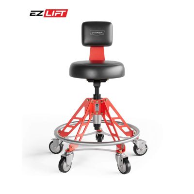 VYPESM-B-R-EZ image(0) - Vyper Industrial 400 lb Capacity Elevated Steel Max Ez-Lift Shop Chair - Black/Red