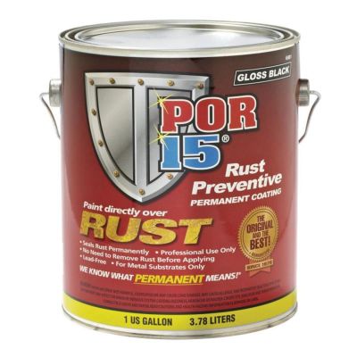 POI45401 image(0) - POR-15 INC 45401 High Performance Rust Preventive Permanent Coating, 1 gal, Semi-Gloss Black, 384 sq-ft Coverage