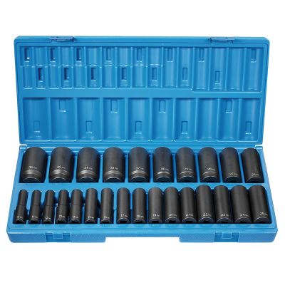 GRE1726MD image(0) - Grey Pneumatic 1/2" Drive 26 Piece Deep Length Metric Set - 12 Point