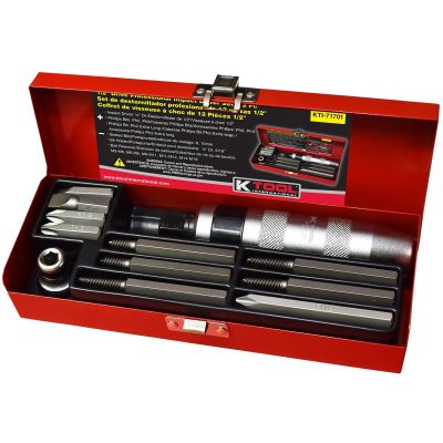 KTI71701 image(0) - K Tool International Impact Driver Set Professional 12 Piece 1/2 Inch Drive