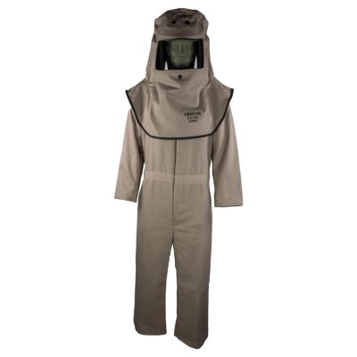 OBRFRTC4A-L image(0) - OBERON Suit Kit - Arc Flash - 40 Cal CAT  - Comes with Hood and Coveralls - Color: Khaki - Size: Large