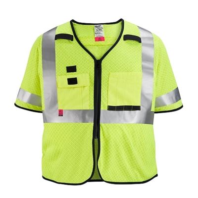 MLW48-73-5221 image(0) - Milwaukee Tool AR/FR Cat. 1 Class 3 High Visibility Yellow Mesh Safety Vest - S/M
