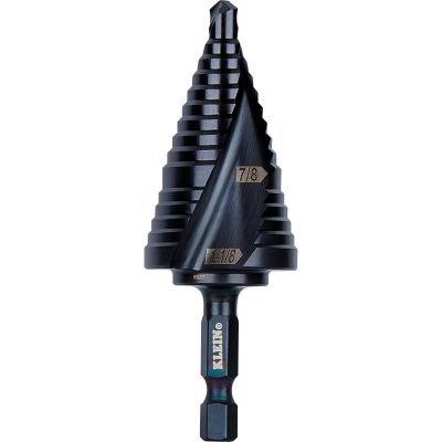 KLEQRST11 image(0) - Klein Tools Step Drill Bit, Quick Release, Double Spiral Flute, 7/8 to 1-1/8-Inch