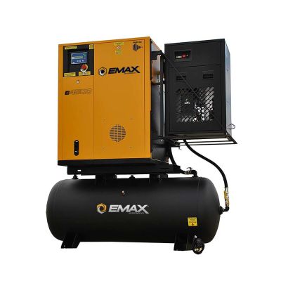 EMXERVK070001 image(0) - Emax Compressor Complete Rotary VFD Package 7.5hp 1PH 120 Gal Tank w/30CFM Air Dryer
