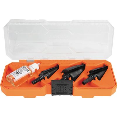 KLEKTSBSPRO image(0) - Klein Tools Premium Electrician's 3/8-Inch Hex Step Bit Set, 3 Piece