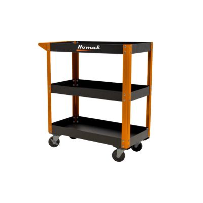 HOMOB06030031 image(0) - Homak Manufacturing 30 Inch 3 Tier Service Cart -Orange/Black