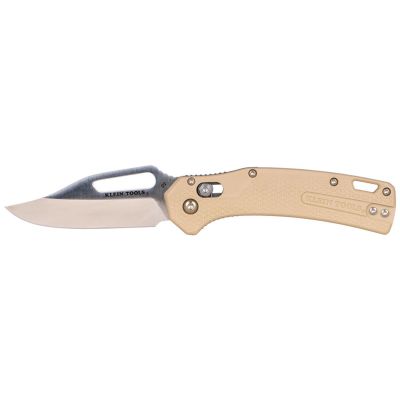 KLEOGK002TNT image(0) - Klein Tools KTO Resurgence Knife,Clip Point Blade, Sand Handle