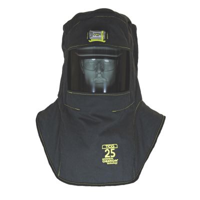 OBRTCG25-CHVS image(0) - OBERON Hood with Hard Cap - Arc Flash - 25 Cal TCG - With Fresh Air Arc Flash Hood Ventilation System - Color: Black - Window: True Color Grey (TCG)