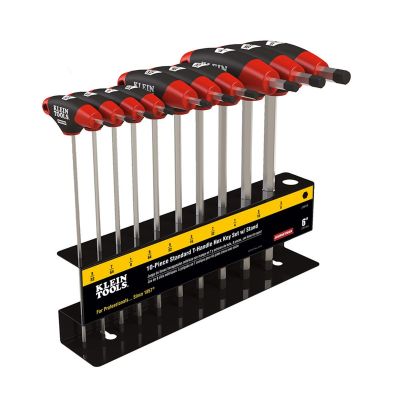 KLEJTH910E image(0) - Klein Tools Hex Key Set, SAE, T-Handle, 9-Inch with Stand, 10-Piece