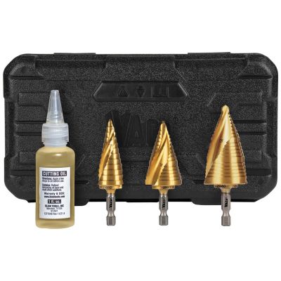 KLE25951 image(0) - Klein Tools Step Bit Kit, Spiral Double-Fluted, VACO, 3-Piece