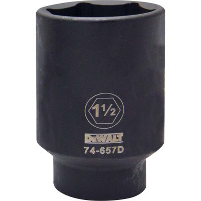 DWTDWMT74657OSP image(0) - DEWALT Deep Impact Socket, Sae, 1/2-Inch Drive, 1-1/2-Inch, 6-Point