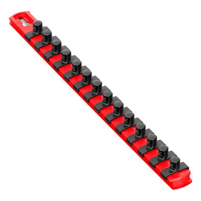 ERN8415M image(0) - Ernst Mfg. 13&rdquo; Magnetic Socket Organizer with 14 Twist Lock Clips - Red - 3/8&rdquo;