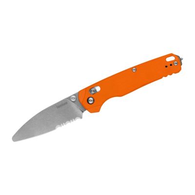 KER6110EMTOR image(0) - Kershaw Kershaw Bel Air XL EMT Manual DuraLock Partially Serrated Sheepsfoot Blade EDC Folding Pocket Knife - Color Orange