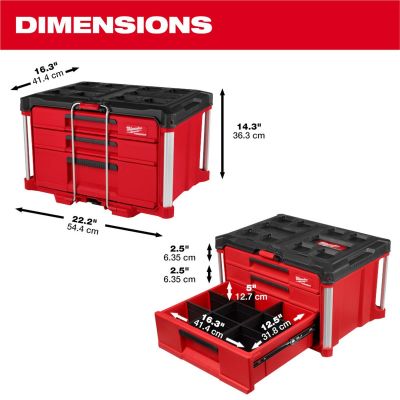 MLW48-22-8447 image(2) - Milwaukee Tool PACKOUT Multi-Depth 3-Drawer Tool Box