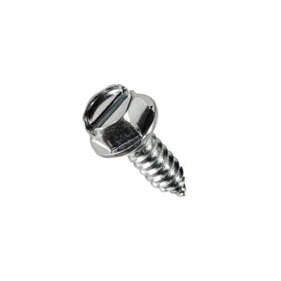 AVC11369 image(0) - AUVECO 11369 Slotted Hex Washer Head A/AB Point License Plate Screw, #14 Screw x 3/4 in L, Zinc