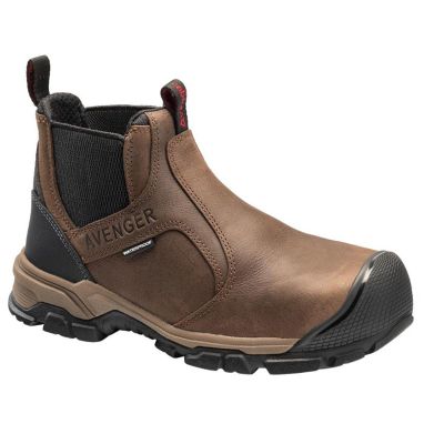 FSIA7340-9W image(0) - Avenger Work Boots Avenger Work Boots - Ripsaw Romeo Series - Men's Mid-Top Slip-On Boots - Aluminum Toe - IC|EH|SR|PR - Brown/Black - Size: 9W