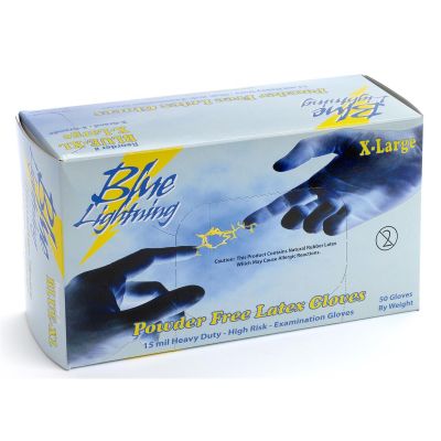 BLGBLUE-M image(0) - Blue Lightning Medium 12" Blue Latex Gloves