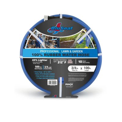 BLBBS34100 image(0) - BluBird BluSeal 3/4" Lawn Garden Water Hose Hot/ Cold Lightweight Professional Grade 100% Rubber Hose - 100 Feet