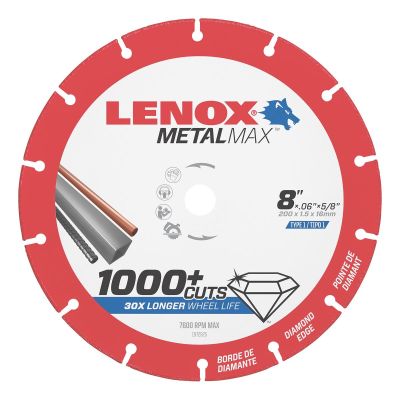 LEX1972925 image(0) - Lenox Tools LENOX Metal Max DIAM CUTOFF WHEEL CS 8" X 5/8"