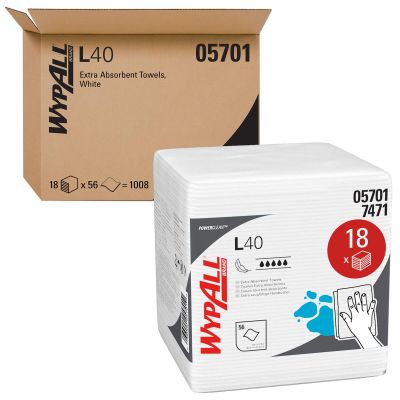 KIM05701 image(0) - Kimberly-Clark WypAll L40 Wipers White Case of 18