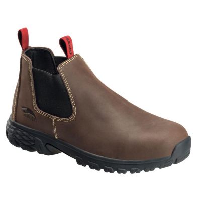FSIA7114-15M image(0) - Avenger Work Boots Avenger Work Boots - Flight Romeo Series - Men's Mid Top Slip-On Boots - Aluminum Toe - IC|SD|SR - Brown/Black - Size: 15M