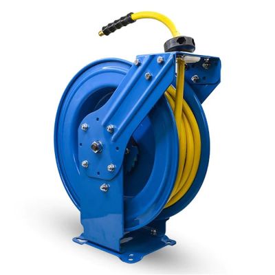 BLBOSRDA12100 image(0) - BluBird OilShield Air Hose Reel 1/2" Retractable Dual Arm Heavy Duty with Rubber Hose, 3' Lead-in Hose, 300 PSI - 100 Feet