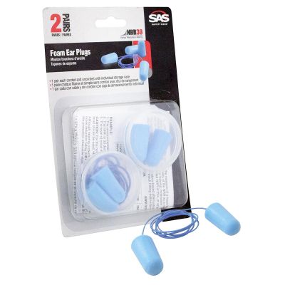 SAS6101 image(0) - SAS Safety Foam Ear Plugs Blister pk (2 pr, 1 pr corded and 1 pr uncorded)